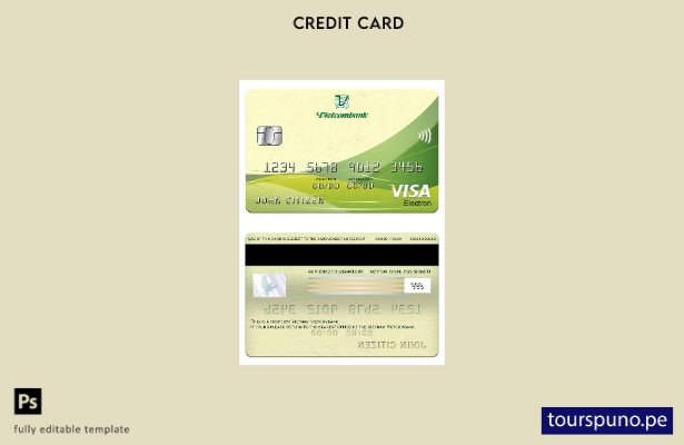 listo para imprimir plantilla de tarjeta electrónica visa Vietnam Vietcombank